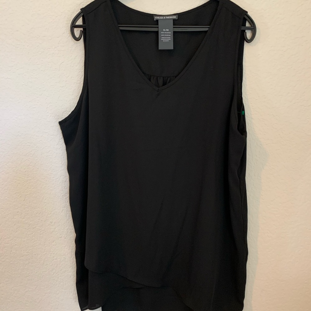 Chelsea & Theodore Black XL Polyester Tank Top